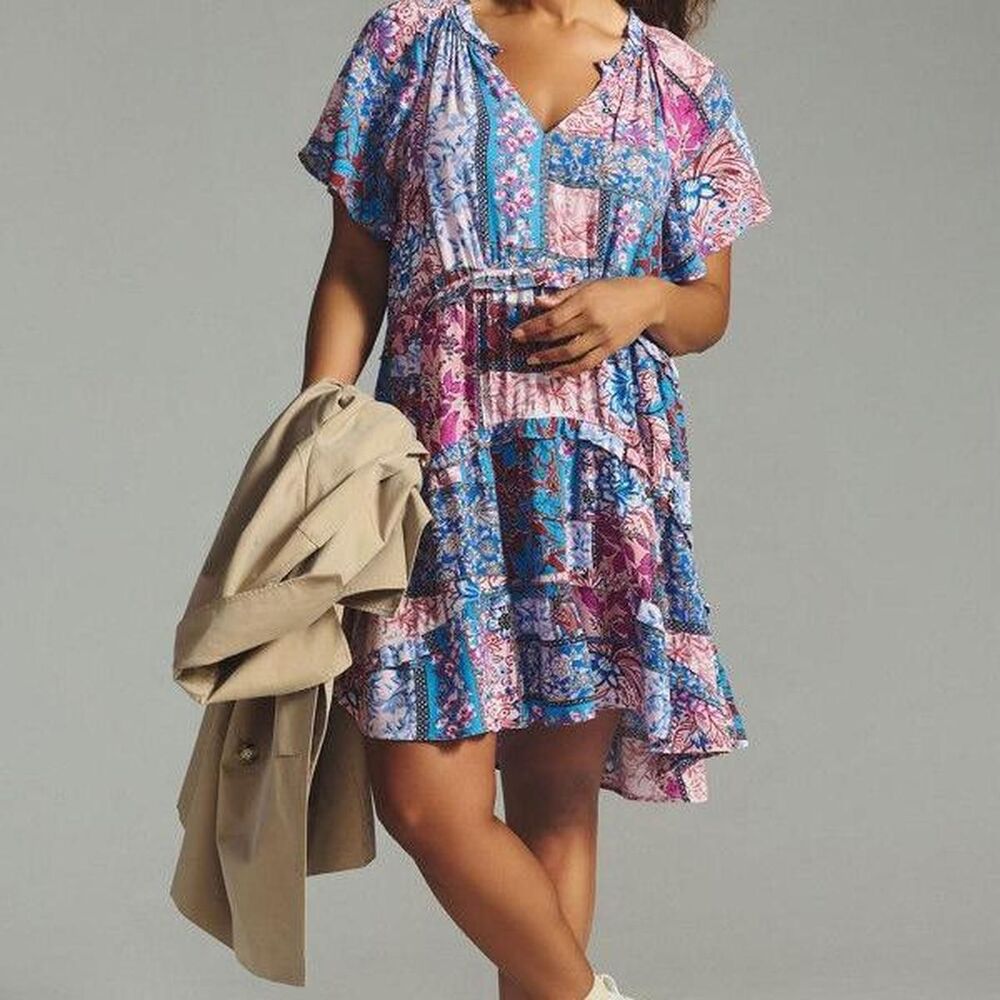 Anthropologie Women's patchwork floral multi Dress